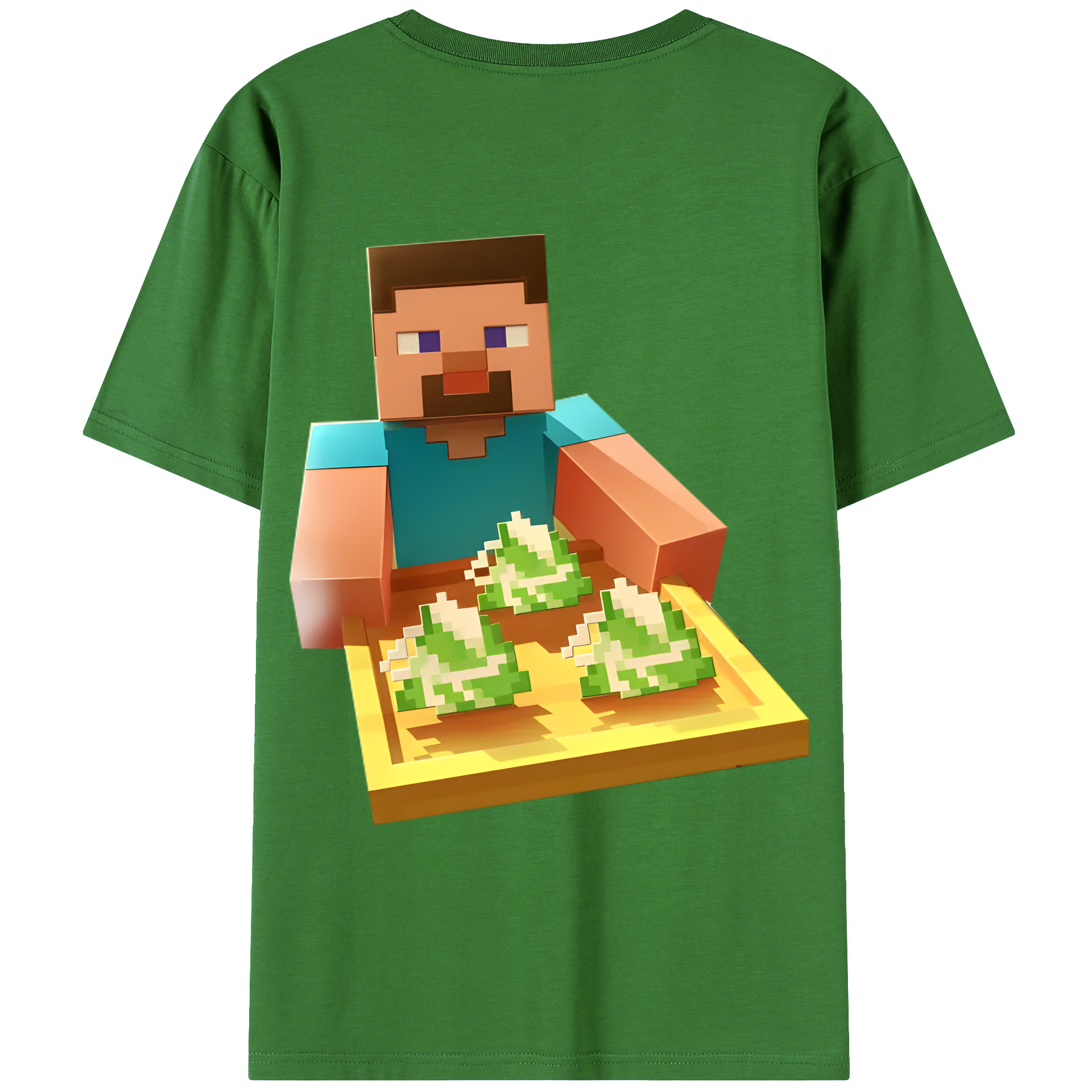 （画像用） マインクラフト ブロックの世界 Minecraft MC Block world レディース半袖Tシャツ(バックプリント)